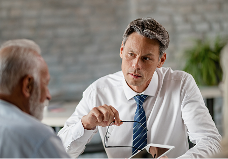 Agent walking a client through insurance options